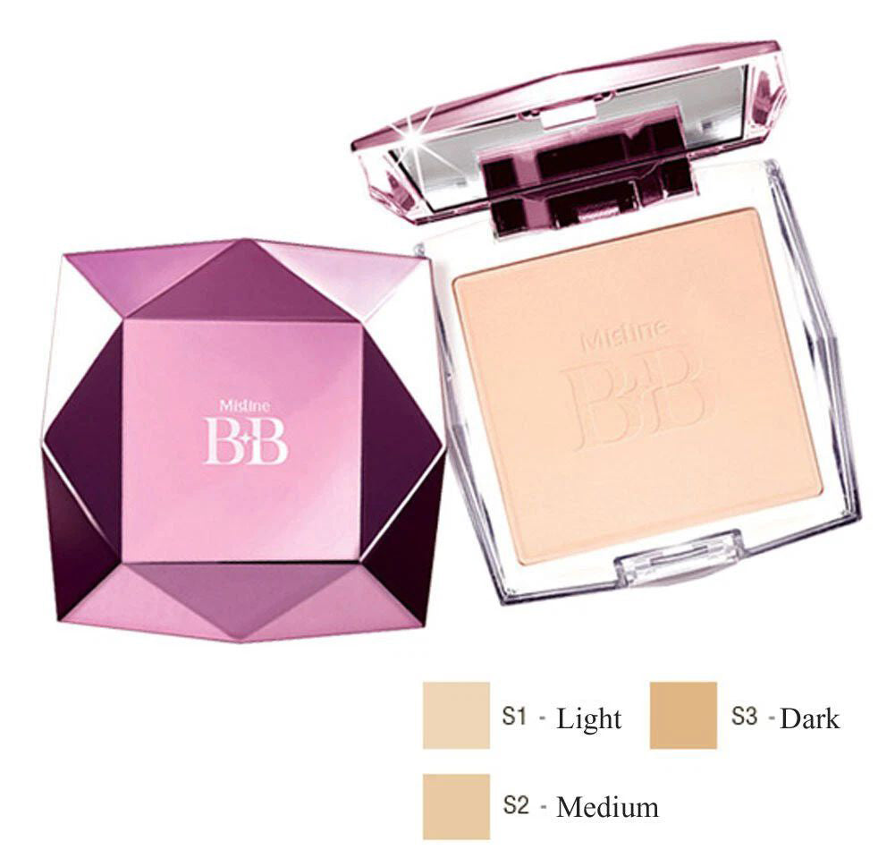 Mistine BB Diamond Pressed Powder showing compact case and shade options S1 S2 S3