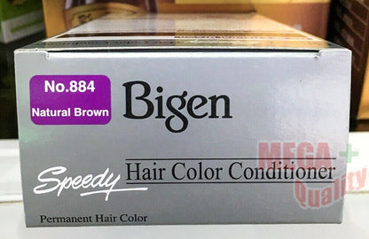 Bigen Speedy Hair Color Dye Conditioner Cream Natural Brown No.884 packaging, designed for quick and easy hair coloring.