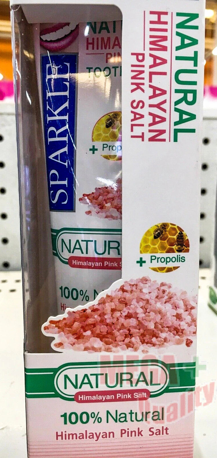 Sparkle Pink Salt Toothpaste packaging side design Himalayan salt propolis graphic