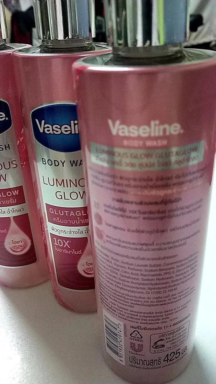 Vaseline Luminous Glow Body Wash multiple bottles shelf display