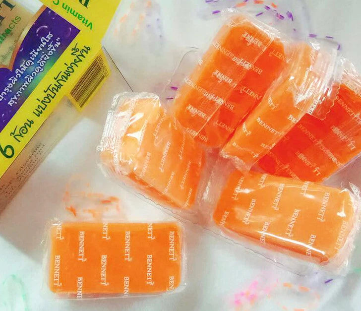 Bennett Vitamin C E Soap set of six bars individually wrapped with bright orange color