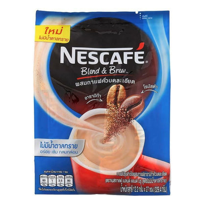 Nescafe Blend & Brew No Sugar Instant Coffee 27 Sticks front packaging