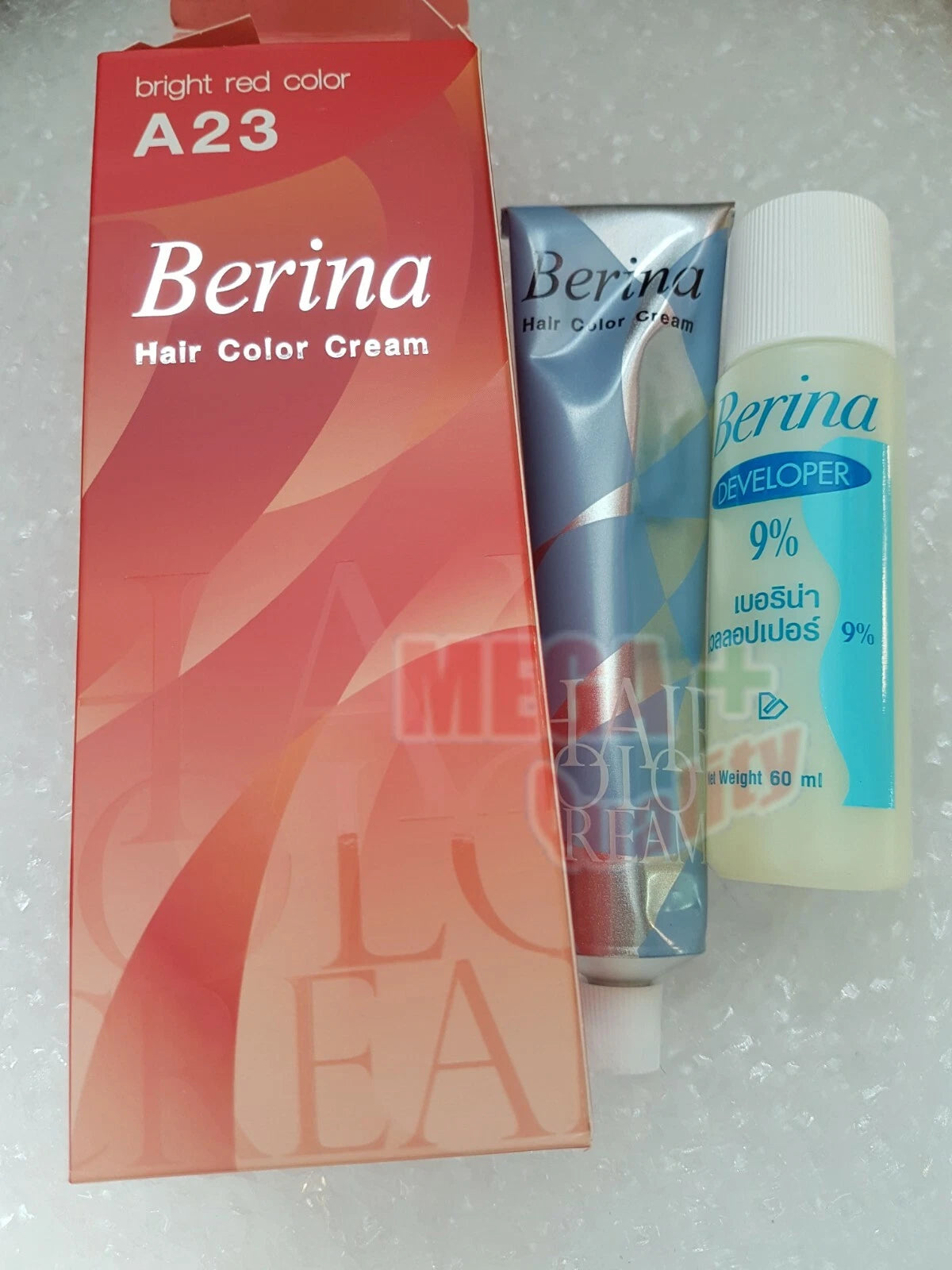 Berina Permanent Hair dye color cream # A23 Bright Red