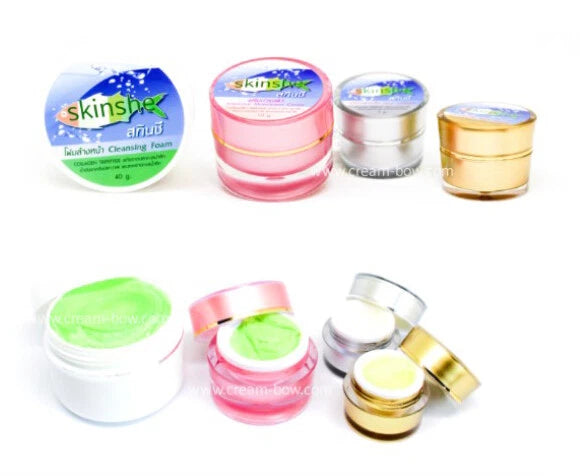Skinshe Whitening Cream Set variety of whitening creams and foam cleanser for freckles and acne care