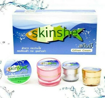 Skinshe Whitening Cream Set opened showing cream containers arranged neatly for daily skincare routine