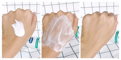 Vaseline Pro Derma 5 AHA lotion texture application steps demonstration on hand skin.