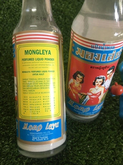 Mong Leya Lotion Thai cooling powder liquid bottle outdoor display