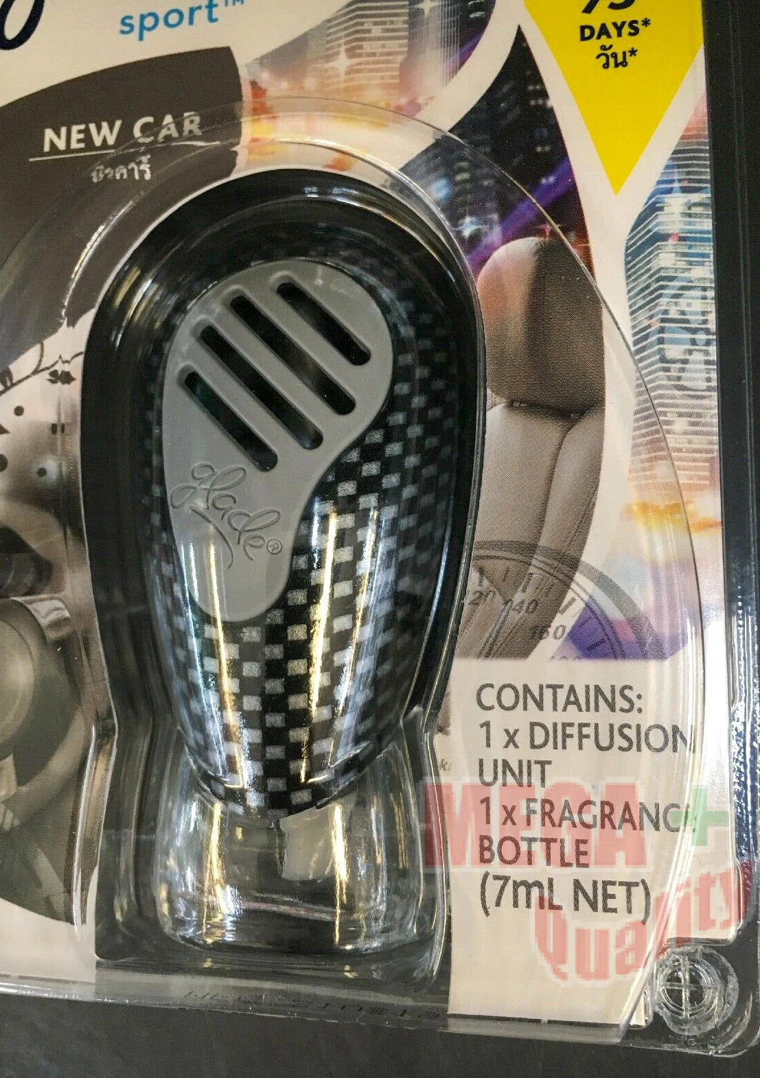Glade Sport New Car vent clip inside packaging detail view