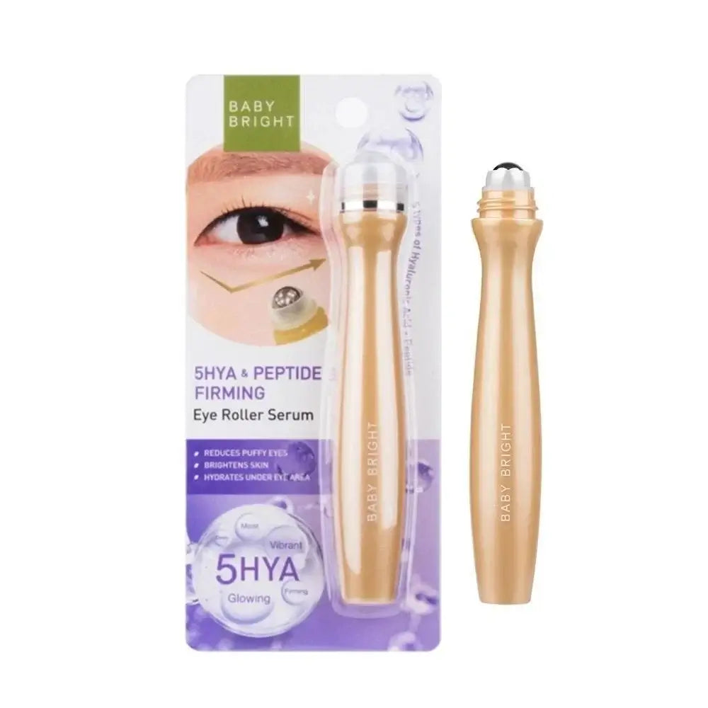 Baby Bright Eye Roller 5HYA and Peptide Firming Eye Roller Serum packaging and product tube