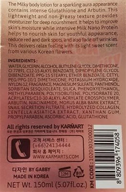 Cathy Doll Ready 2 White body lotion back packaging ingredients label