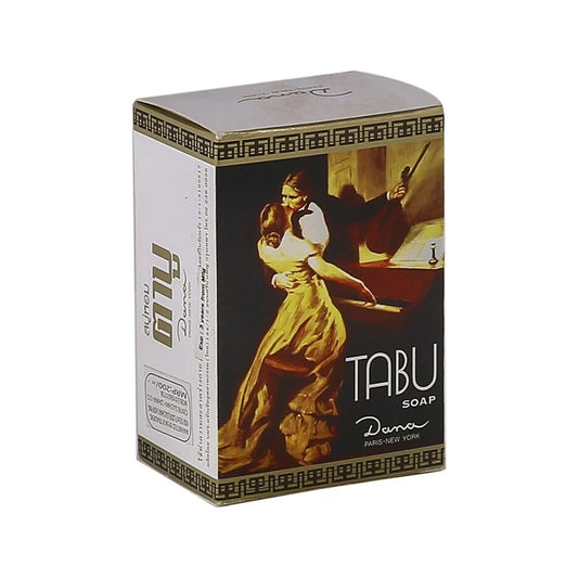 Tabu Dana Soap Bar retail box, showing the classic illustration of a couple.