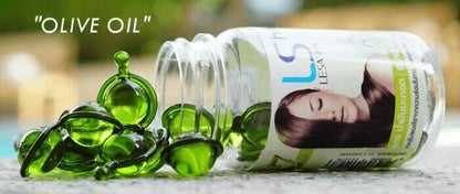 Lesasha Hair Vitamin Olive Oil Capsules with Hair Styling Tools and Green Olives