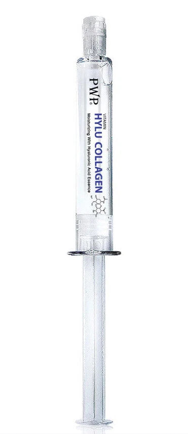 PWP Hylu Collagen Serum slim white tube with applicator tip shown vertically on clean background
