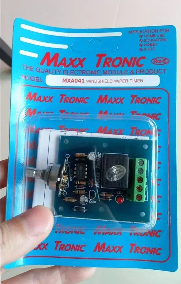 Windshield Wiper Timer kit in Maxx Tronic blue package ready for car motor installation