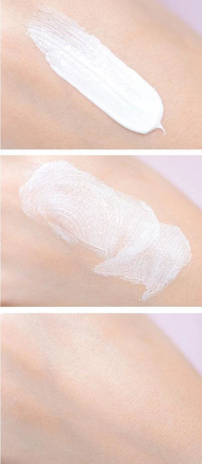 Swatches of Olay Natural White Pinkish Fairness UV Protection Cream showing texture on skin.