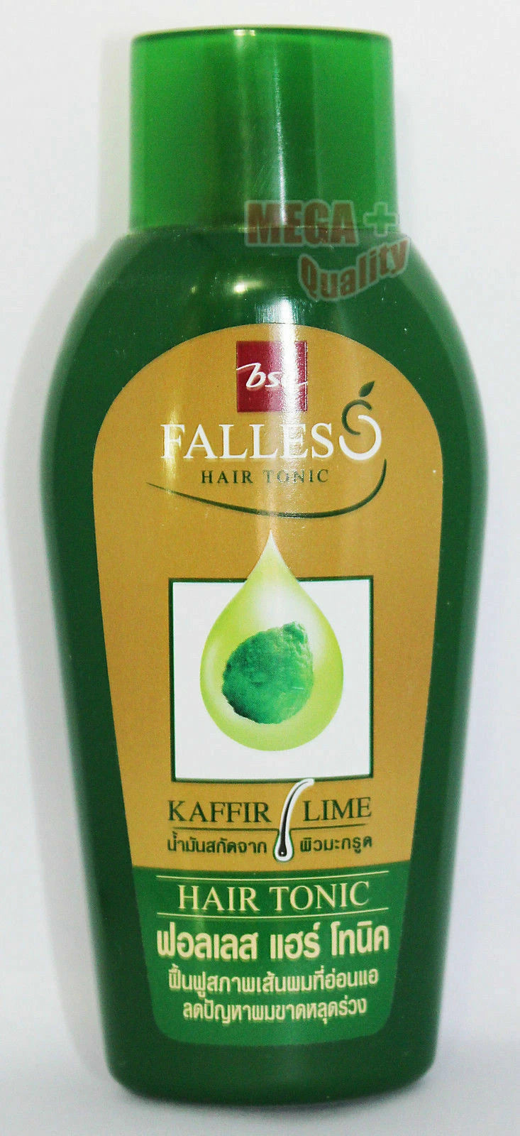 Falles Kaffir Lime Hair Tonic green bottle front label close up