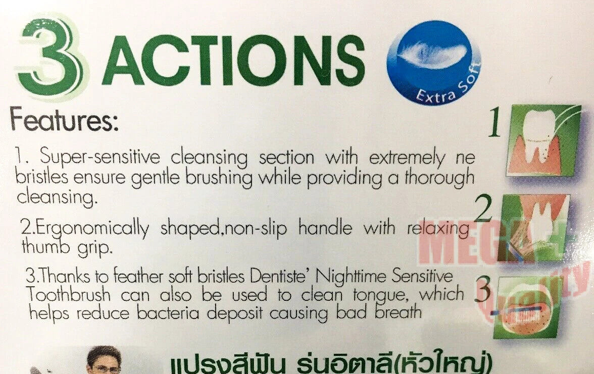 Dentiste Toothbrush nighttime sensitive extra soft 3 actions cleaning features