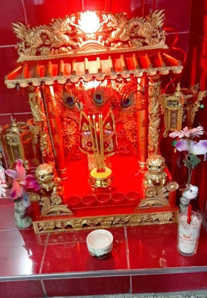 Thai Electric Incense Burner Double Phoenix style red ceremonial packaging