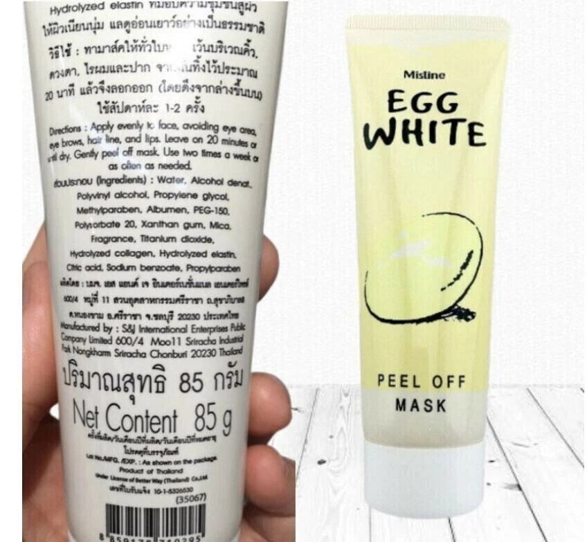  Mistine Egg White Peel Off Mask front and back tube packaging