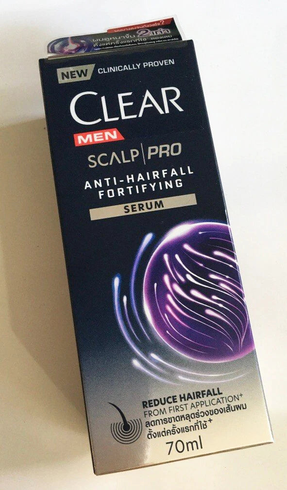 Clear Men Scalp Pro Serum packaging box front design clinically proven label