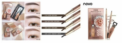 Novo Fashion Brow Pencil eyebrow template and tool usage illustration