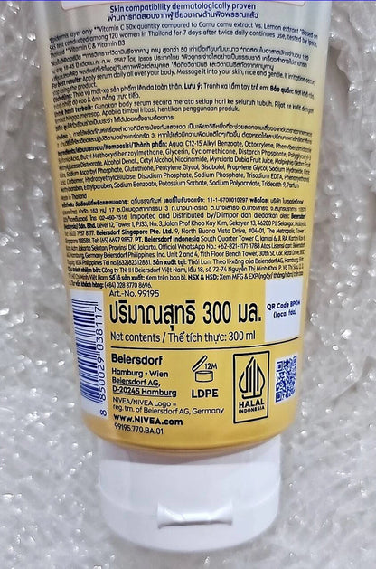 Nivea Super C Body Serum back label ingredients details