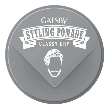 Front product shot of the GATSBY Classy Dry Pomade jar, highlighting the packaging and label design.