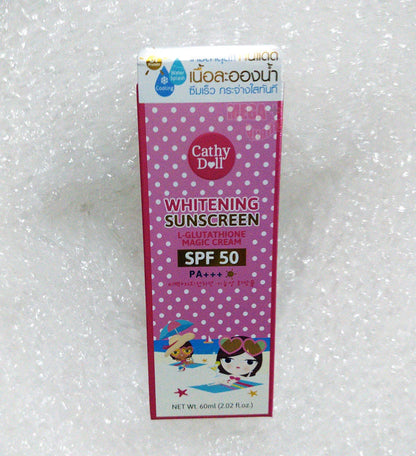 Cathy Doll L-Glutathione Sunscreen retail box and tube set pink packaging