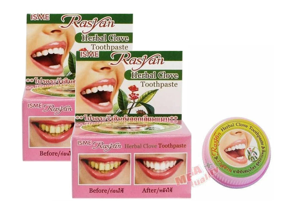 Rasyan ISME Herbal Clove Toothpaste 25g set with box and tin container