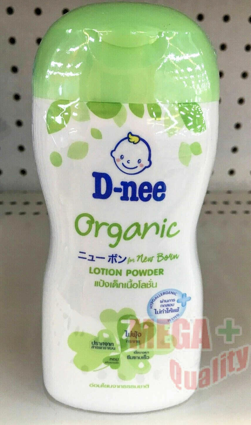 Dnee Organic Baby Lotion Powder New Born Gentle Care Moisturizer 180ml bottle with a light green cap.