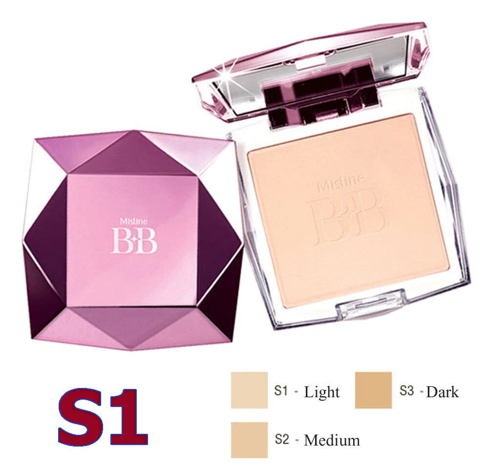 Mistine BB Diamond Pressed Powder shade S1 Light compact foundation with packaging