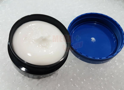 Gatsby Hard Free Wax open container texture view white hair styling wax inside blue jar