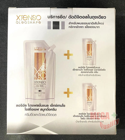 Loreal Xtenso Oleoshape Professional Hair Smoothing Cream Kit Product Information Display
