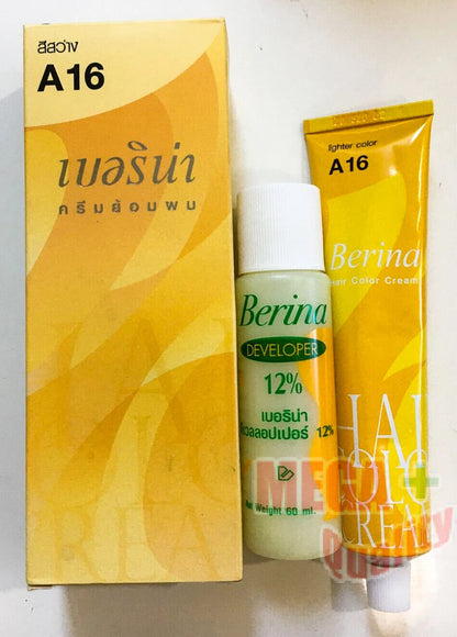 Berina Hair Color Cream A16 Lighter Color with Developer 12 Percent