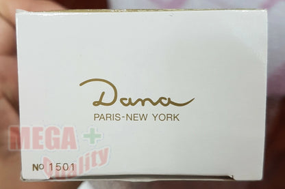 Close up on the side of the Tabu Dana Soap Bar box, displaying the "Dana" signature logo.