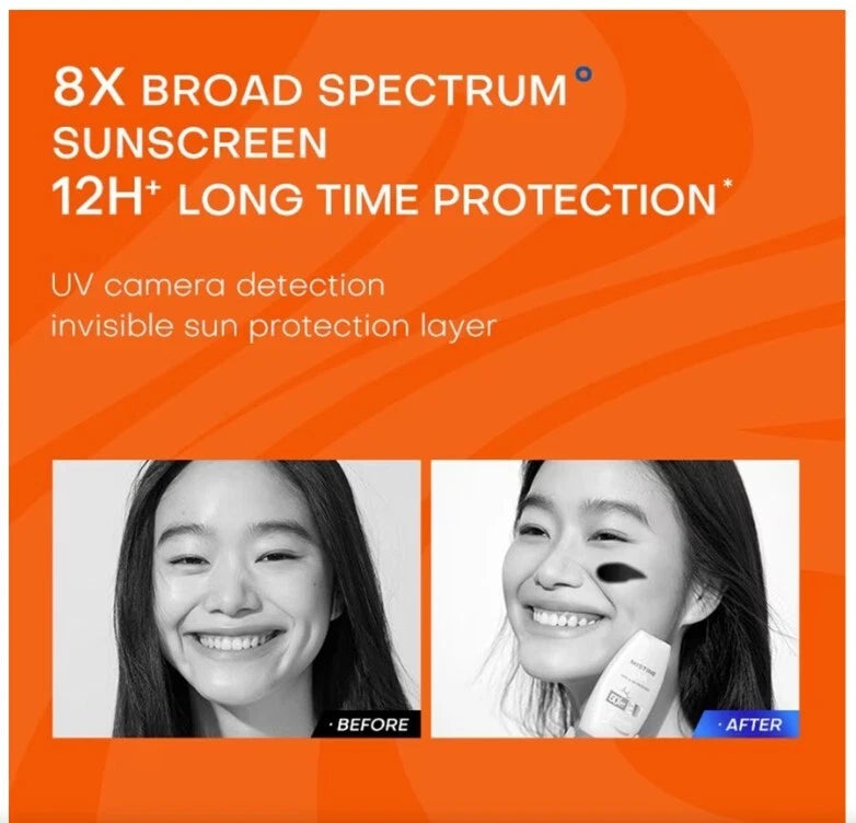 Mistine Aqua Sunscreen SPF50 PA++++ before after skin appearance comparison