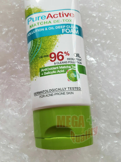 Garnier Matcha DeTox Foam standing tube front label close-up