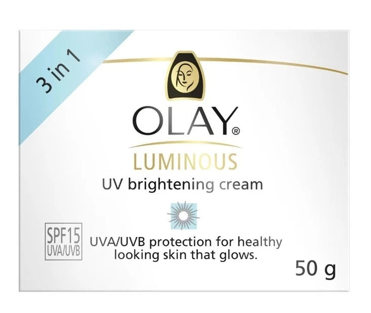 Olay Luminous Cream retail box front label luminous UV brightening cream