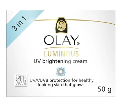 Olay Luminous Cream retail box front label luminous UV brightening cream