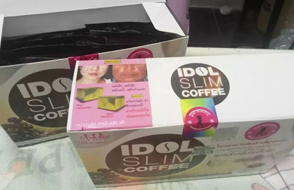 Boxes of IDOL SLIM Coffee slimming drink product placed side by side