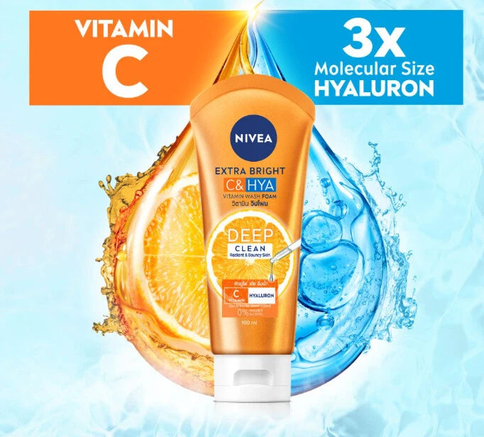 Nivea Extra Bright C Hya Foam vitamin C and hyaluron illustration graphic