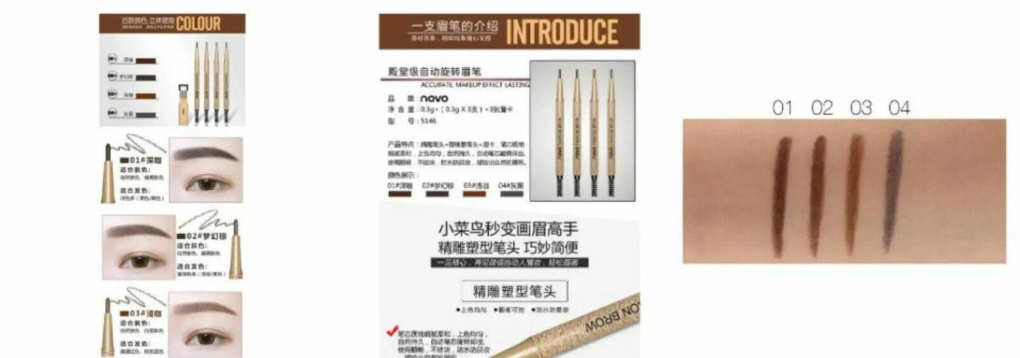 Novo Fashion Brow Pencil color shades dark coffee brown light coffee