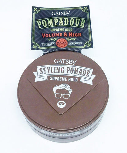 Top view of Gatsby Pompadour Pomade container displaying product lid design