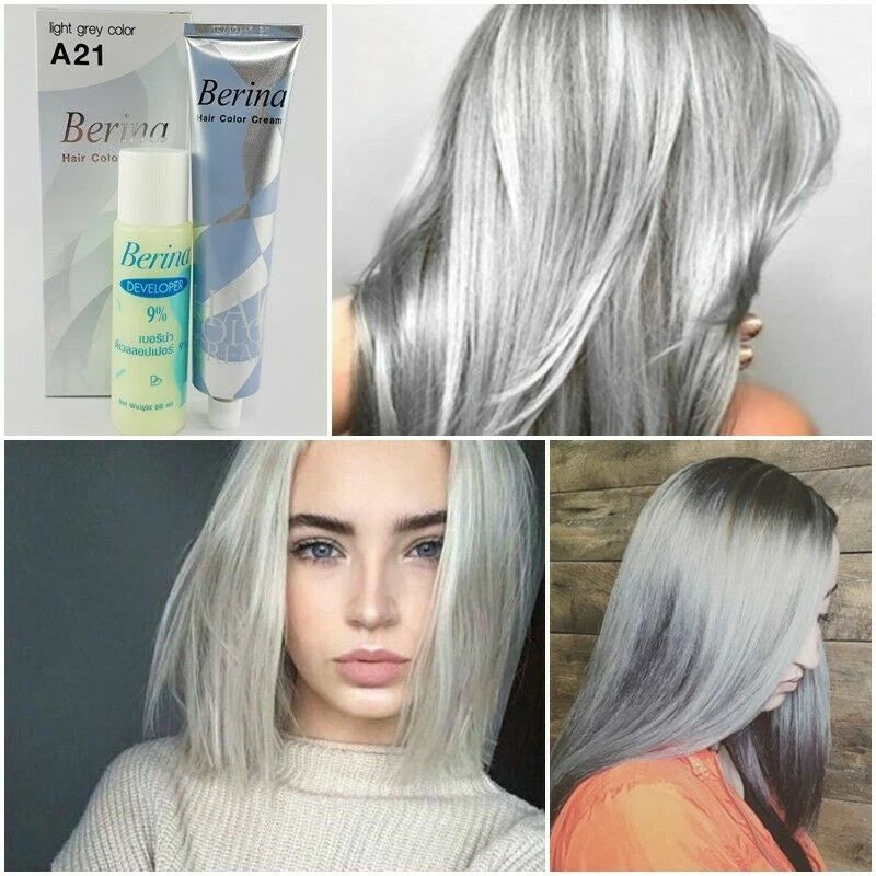 Hair model transformation using Berina A21 Light Grey Permanent Hair Dye