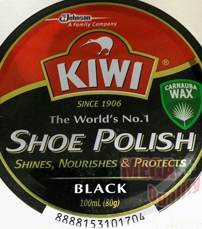 KIWI Black Shoe Polish tin with clear view of label design and branding