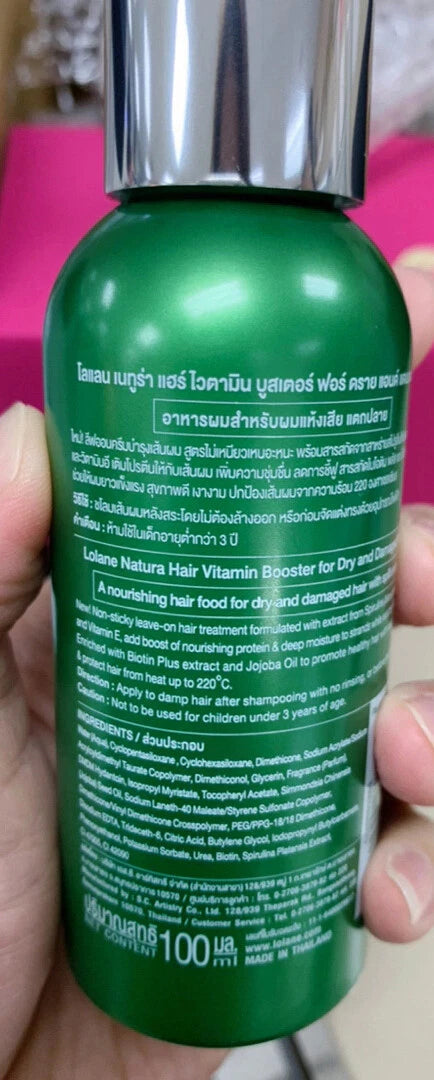 Lolane Hair Vitamin Natura Booster back label with product details 100ml
