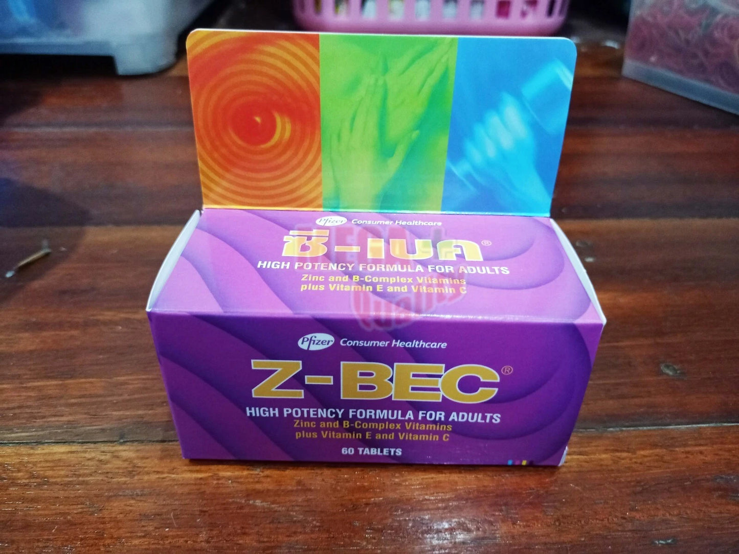 Z-BEC Multivitamins Multimineral box on wooden table zinc vitamin C E B complex