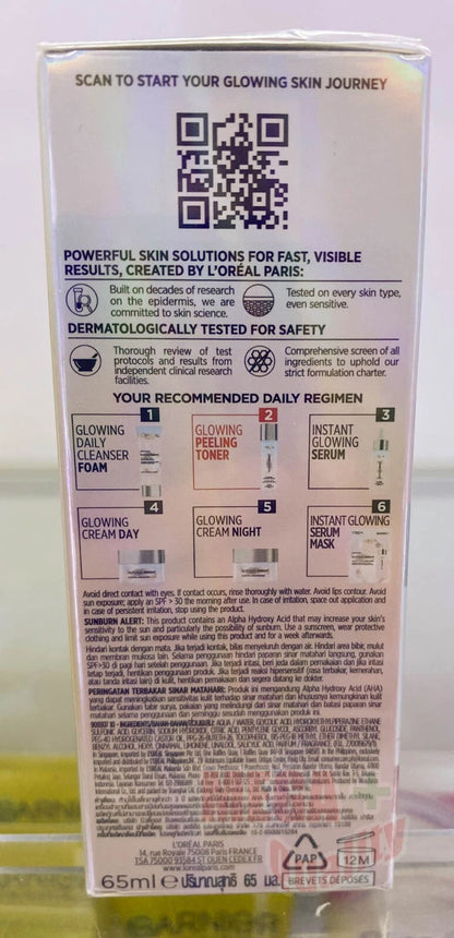 Loreal Glycolic Bright Toner barcode and label information