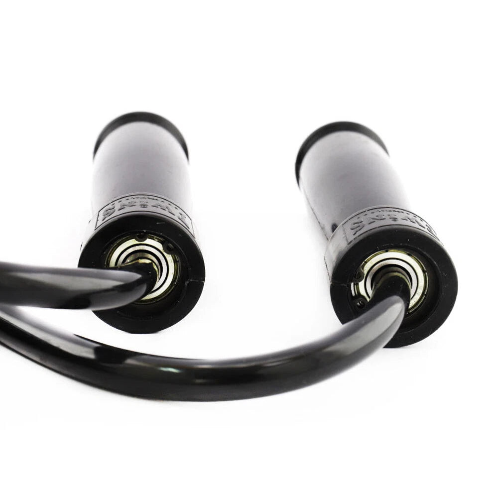 Twins Special Jump Rope SR2 close up of plastic bearing handles black fitness equipment
