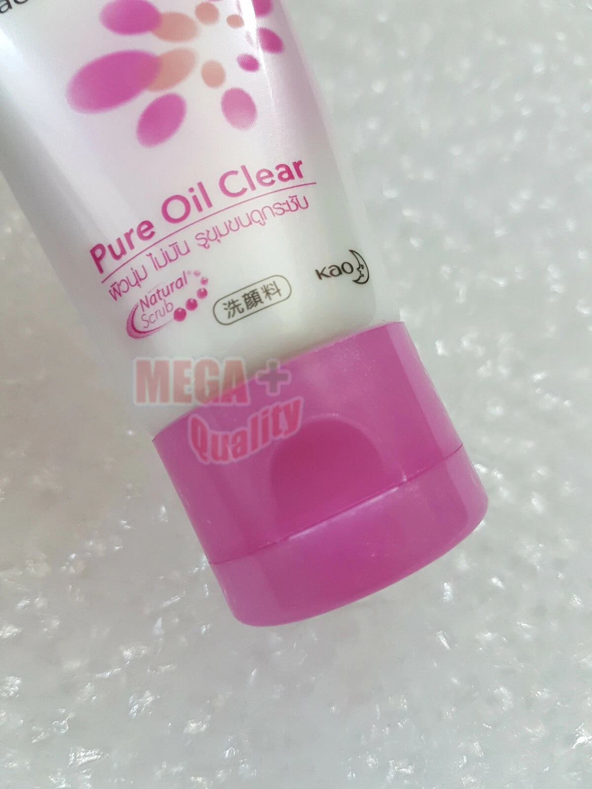 Biore Pure Oil Clear Foam tube angled view pink cap facial cleansing foam 100g